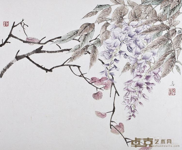 顾真真、花卉系列、34×40cm、约1.3平尺、纸本设色、2013年