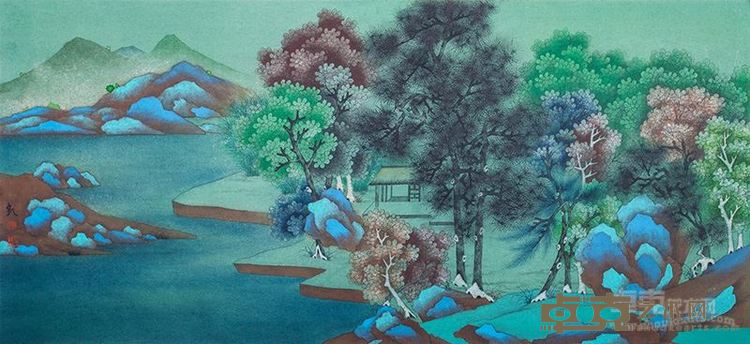 康凯、天高云淡系列、43×93cm、约3.6平尺、纸本设色、2014年