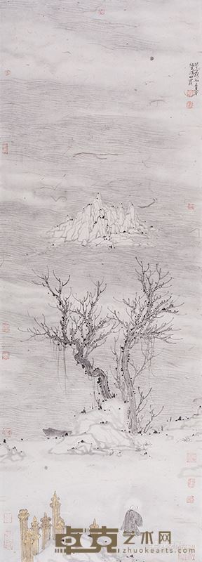 董金良、骆马清畔、90×31cm、2.6平尺、纸本水墨、2013年