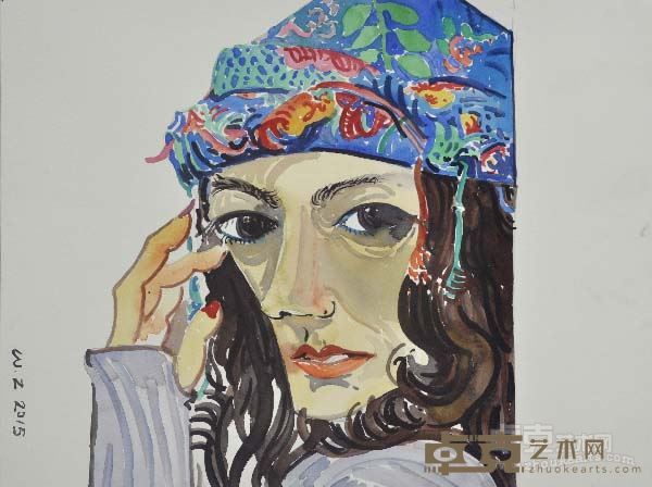 戴头巾的女子 31x41cm 纸本水彩 2015