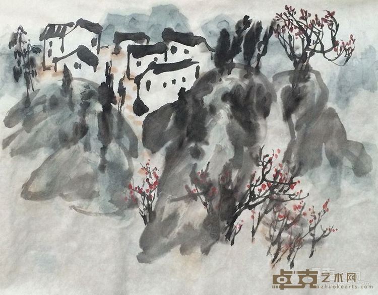 陆国强 兰溪写生 水墨纸本 34×45cm 2015年