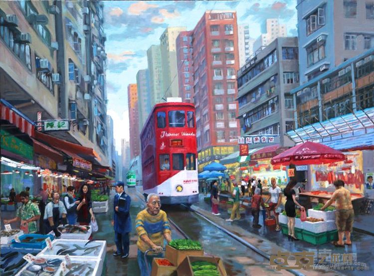 郭晨《北角街市》75x100cm布面油画2015年