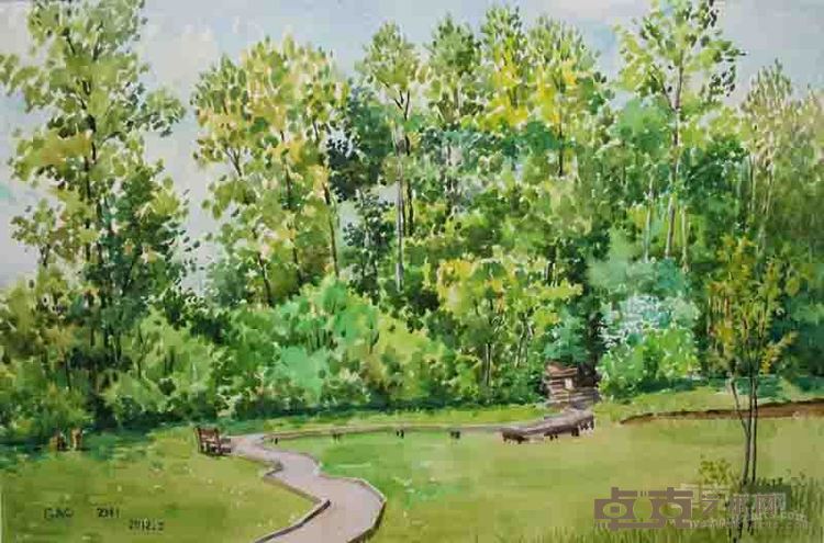 高志《沼泽栈道》38x53cm  纸本水彩2012年