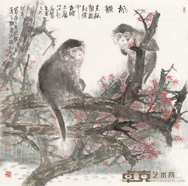 枫猴 68x68cm
