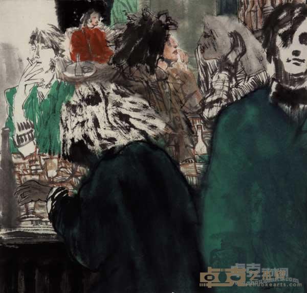 拉丁区的咖啡馆 43X45cm 1992