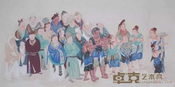 《各国王子听法图》 段文杰 63x117.5cm 1974年