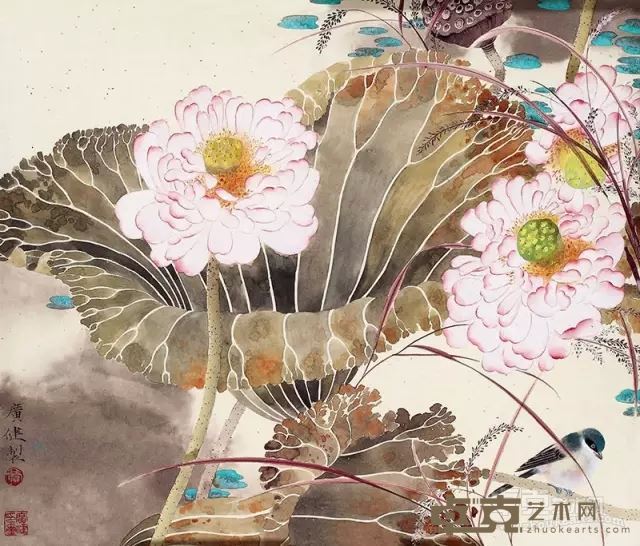 贾广健 工笔花鸟 45cm×52cm 2000年 纸本
