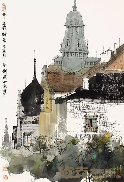 刘建 布拉格街景 62.5cm×42.5cm 2015年 纸本