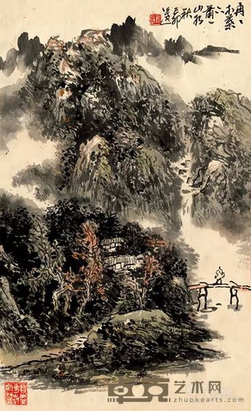 郭公达 冉冉木叶下萧萧山水秋 69cm×46cm 1999年 纸本