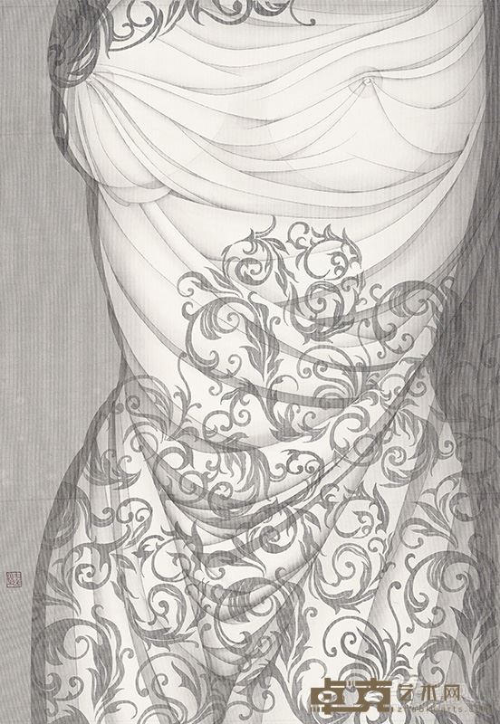 青花·二,杨臻臻,65×45cm,绢本水墨,2015