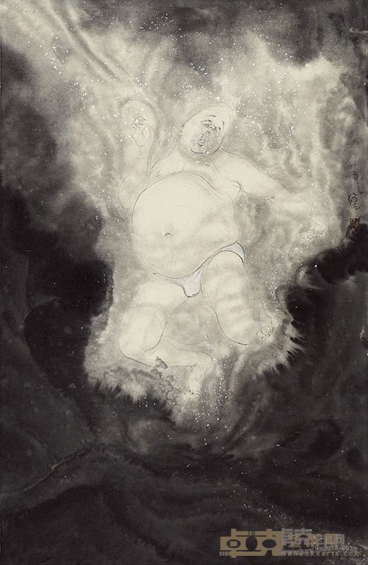 溺系列一,秦修平,76×49cm,纸本水墨,2014