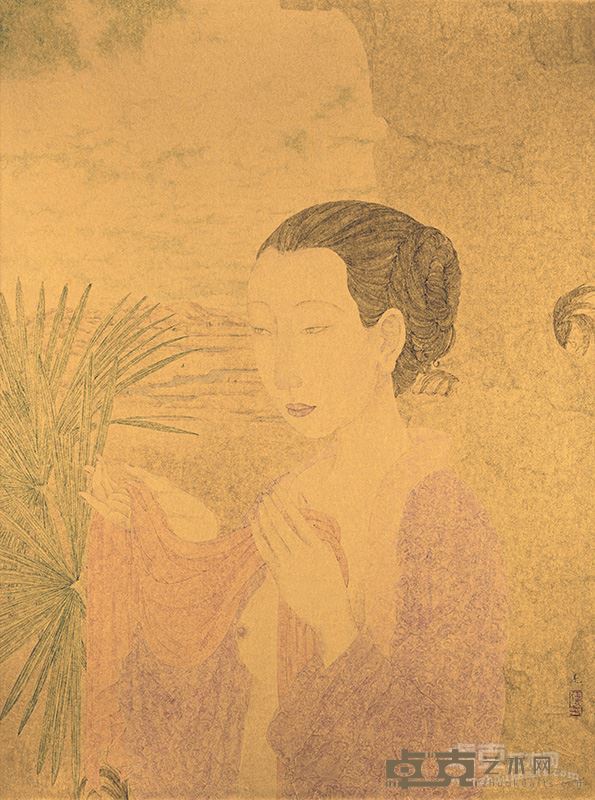 袭人的秘密,张见,69.5×51.5cm,金笺纸设色,2014
