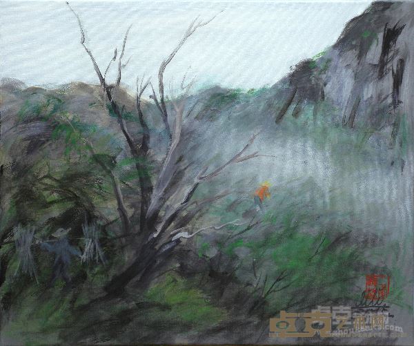 王晓莉  墨系列（88）：烟（布面油画50x60cm）2015年