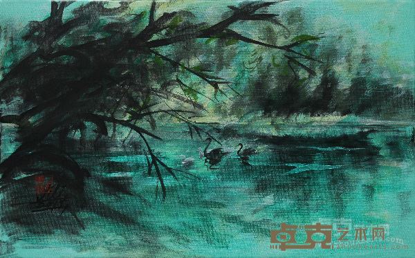 王晓莉  墨系列（83）：快乐家庭（布面油画50x80cm）2015年