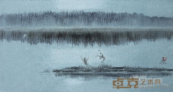 王晓莉  墨系列（75）：鹭鸶世界（布面油画80x150cm）2015年