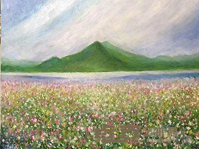 迎春花 油画 画布 尺寸：30” x 24”