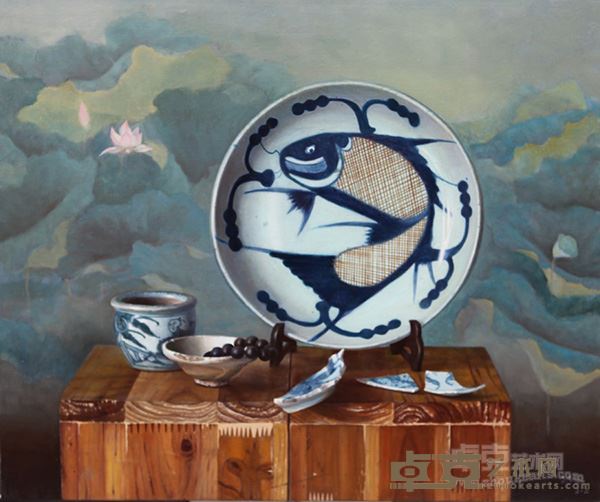 邵智《荷香幽蓝》50x60cm