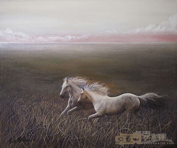东方腾弘《白驹》布面油画 50x60com 2015
