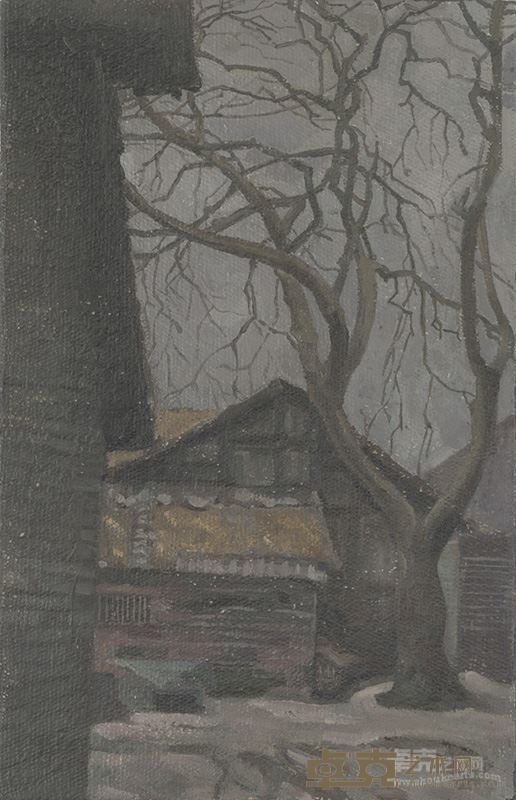 邓育林《老厂区的大黄桷树》50×33cm 布面油画 2013年