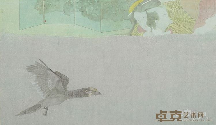 华彬  7x62cm 纸本平贴描绘 工笔  2015 观照二
