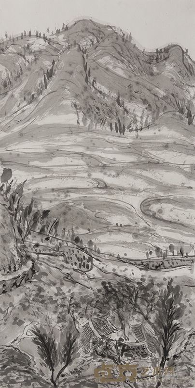 花元飞  中国画《村后荒原》2013 年 尺寸 137cmX70cm