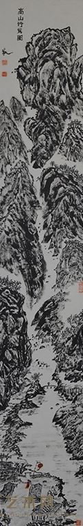 戴淳  高山行旅图  136x23cm 2015年