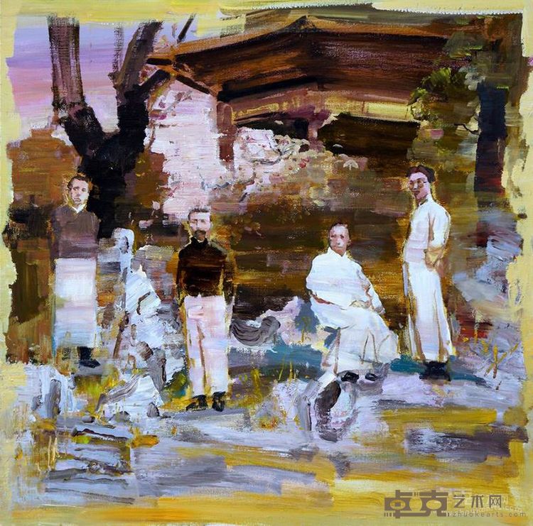 孙建平 文人雅集之三  布面丙烯油彩120X120cm  2014年