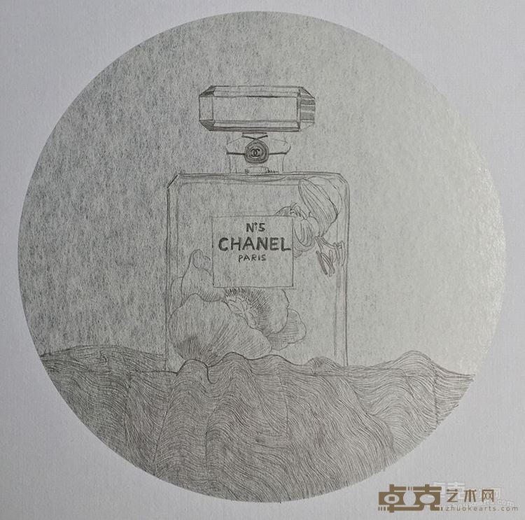 香水 20cm×20cm 纸本水墨 2015 盛月