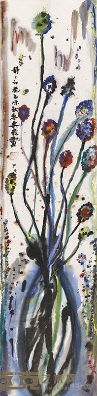 静静的花  138cm×34cm 纸本水墨 2015 吴霜