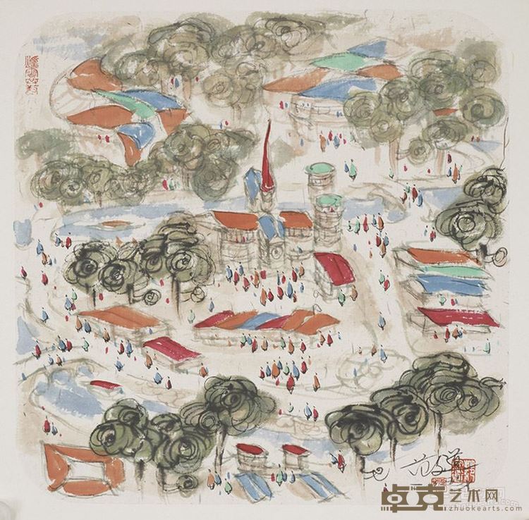 巴黎印象（一）32cm×32cm 纸本水墨 2015 范文道