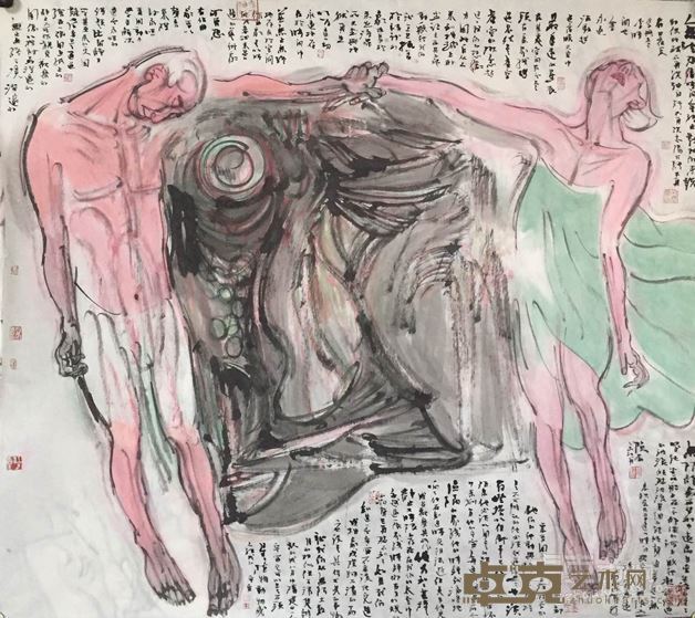 张江舟 陨石 年代：2016 规格：160×160cm 中国画