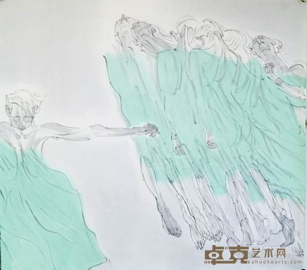 张江舟 清明 年代：2016 规格：160×160cm 中国画