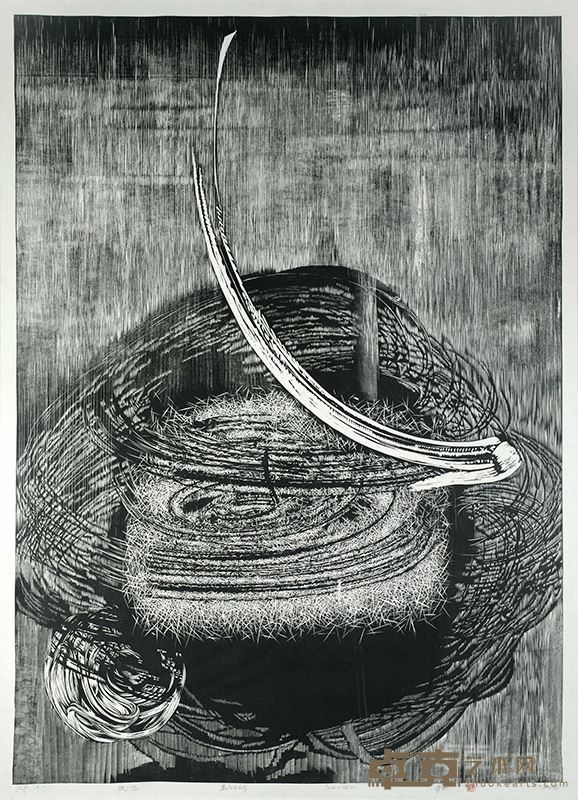 余昌《眠 · 悠》黑白木刻 102×72cm 2016年