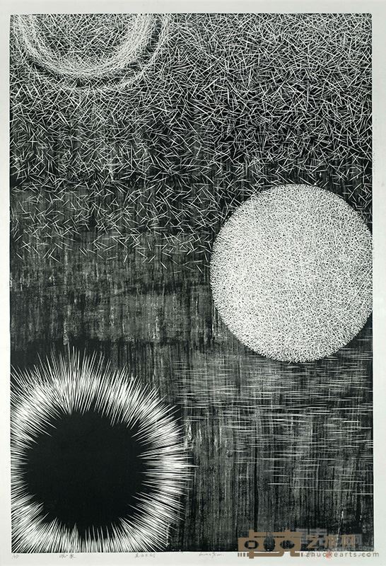 余昌《眠 · 柔 》黑白木刻 90×60cm 2016年