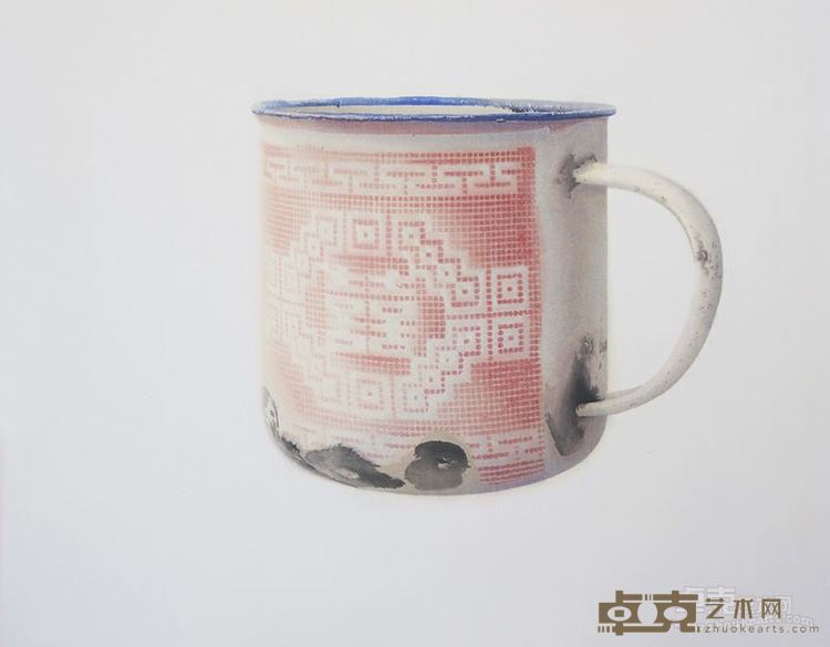 游宇《搪瓷——红双喜》木版水印120x92cm，2014年