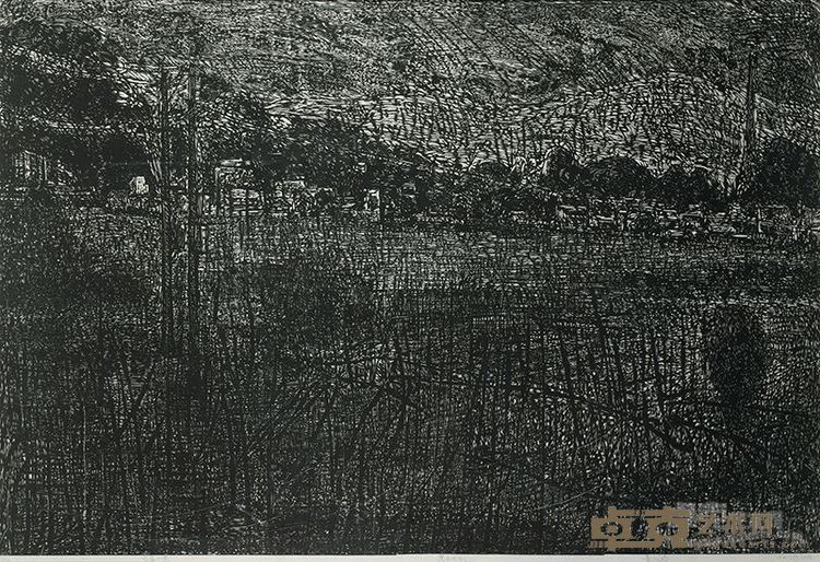 黄成春 《立昌小景 》黑白木刻 60×90cm 2012年