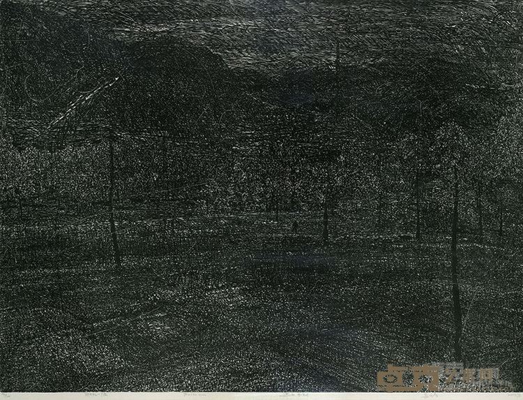 黄成春 《 娜姑一隅》黑白木刻 120×90cm 2014年