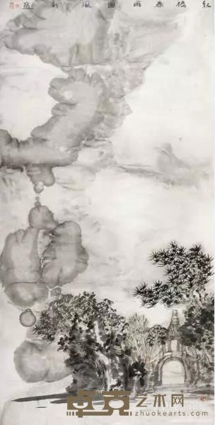 《红桥春雨图》 陈风新 136×68cm