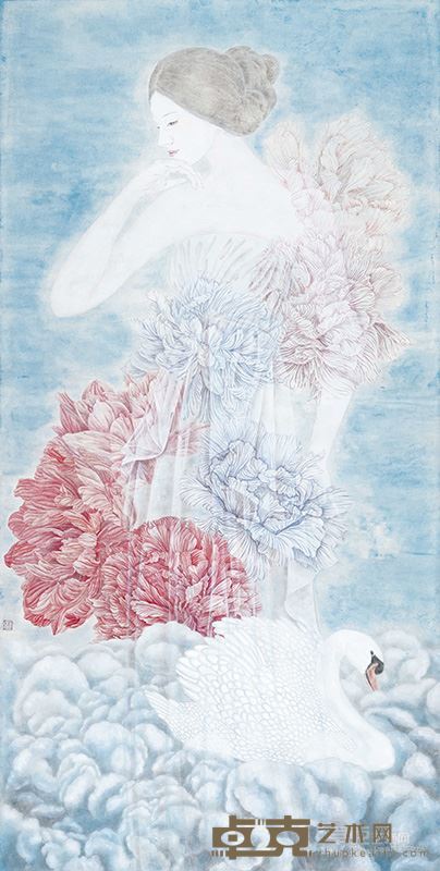卢韵至  云端的梦  68x71cm  纸本设色  2015年