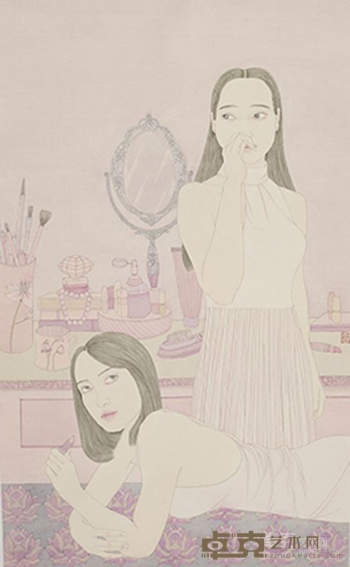 黄帆   静の物语之桃隐  88×53cm  纸本设色  2016