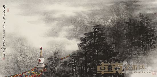 圣洁高原 136cm×68cm 纸本设色 2013年