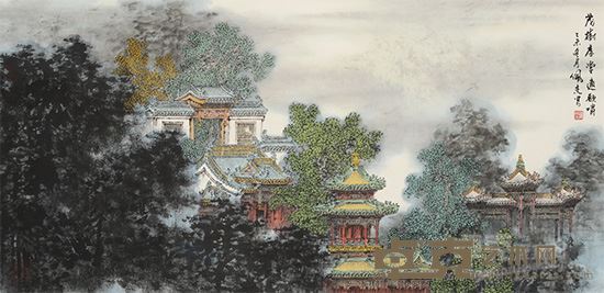 茂树虚堂适啸歌 136cm×68cm 纸本设色 2015年