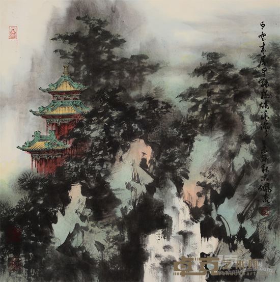 绿树绕溪湾 68cm×68cm 纸本设色 2015年