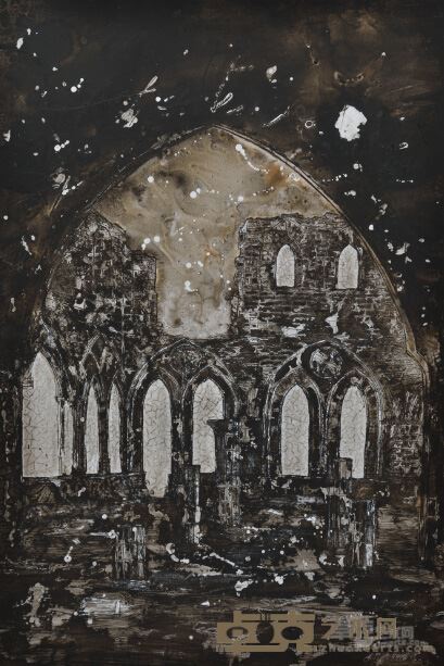 刘吉田 教堂2  综合材料 76×53cm