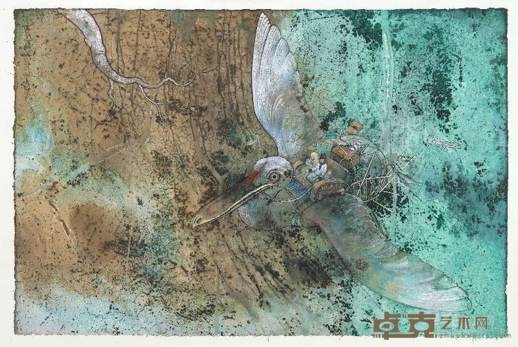 《白鹳》水墨设色60x90cm 2015