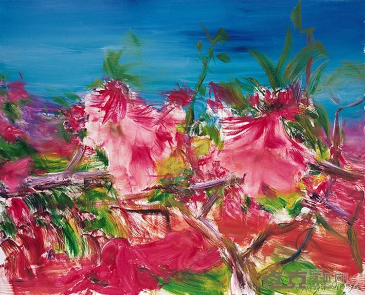 周春芽 桃花120×150cm 布面油画 2005