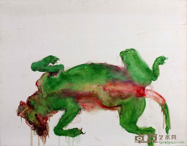 周春芽 绿狗90×115cm 布面油画 2003