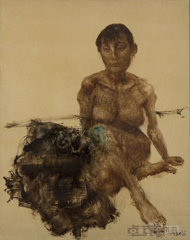 周春芽 裸女与石 100×80CM 布面油画 1995