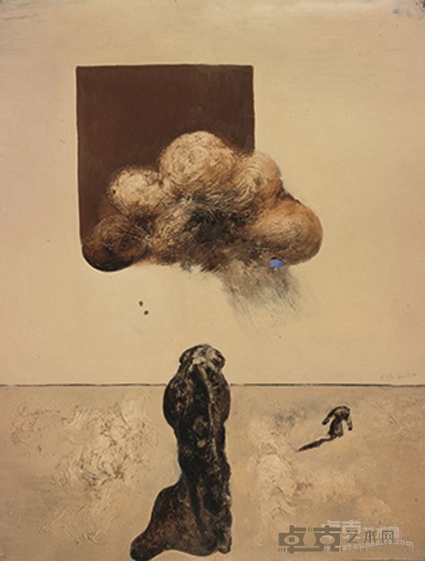 周春芽 云雨 69×54cm 纸本油画 1990
