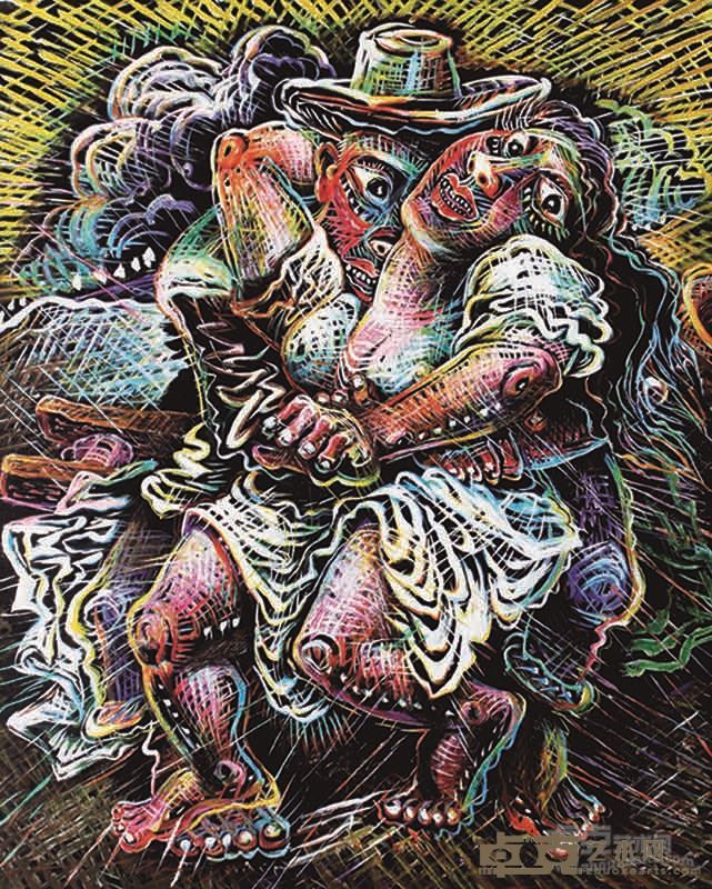 罗中立 拥抱系列 200×160cm 油彩画布  2006